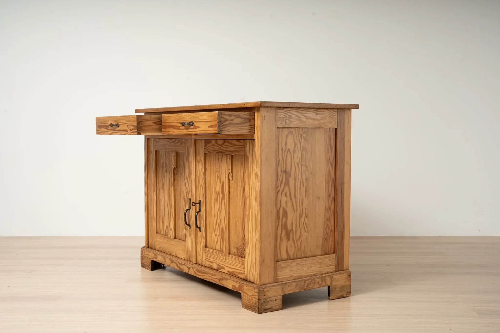 Antique German Pine Art Nouveau Cabinet with Two Drawers, circa 1910