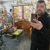 Art Deco gilded trumeau, bevelled mirror