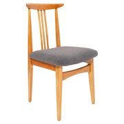 Mid-Century beech wood chair with grey boucle fabric, M. Zielinski, Europe, 1960.