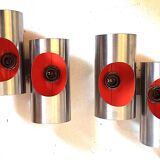 Pair of orange double wall lights Oxar Space Age 1970s