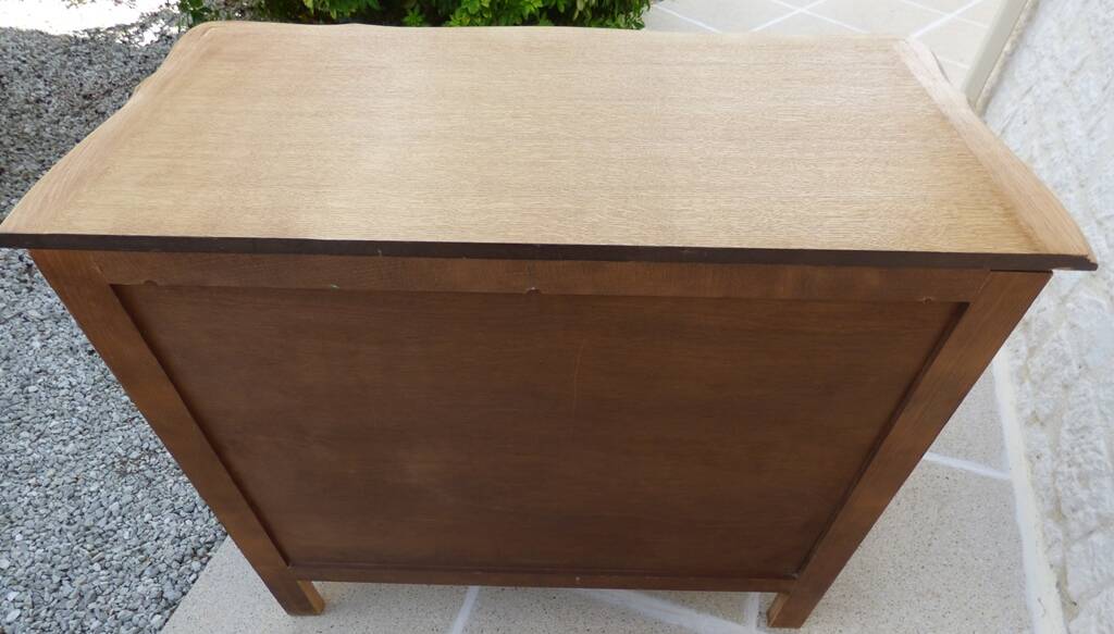 Solid wood 3 drawer chest of drawers in natural and black wood with drawer