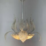 1950's Barovier & Toso Murano Glass and Brass Chandelier