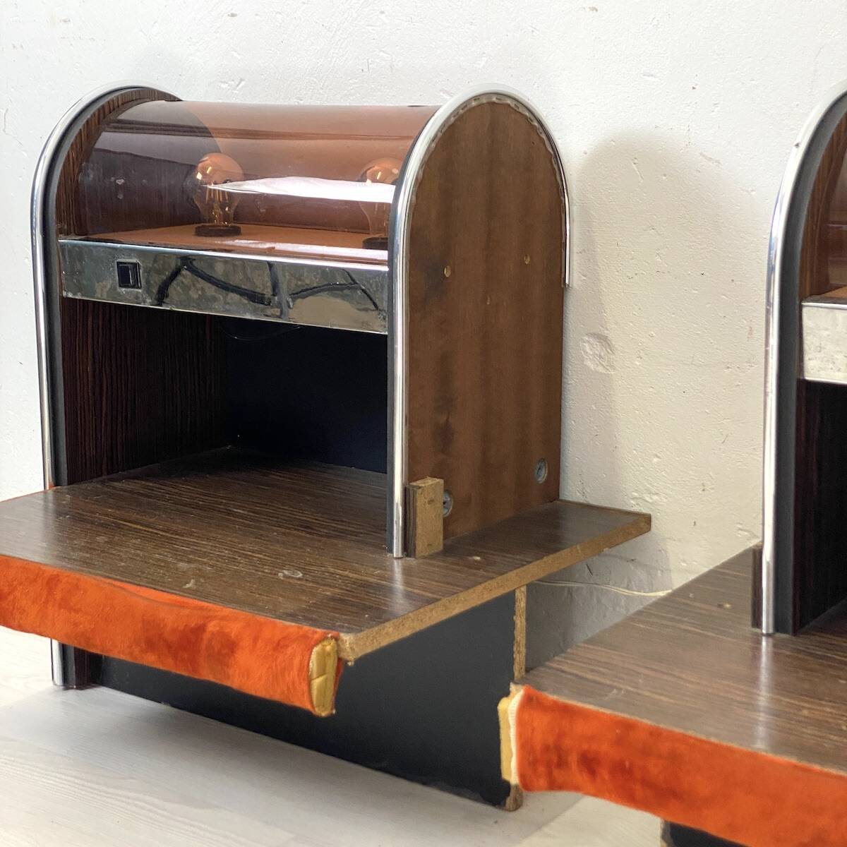 Pair of vintage 1970s Space Age bedside tables