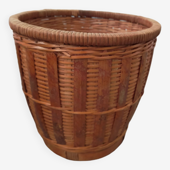 Pot cover in wicker and rattan 70s 80s