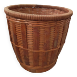 Cache pot en osier et rotin vintage années 70 80