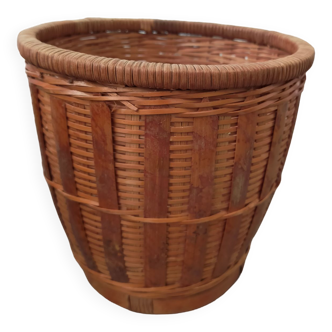 Pot cover in wicker and rattan 70s 80s
