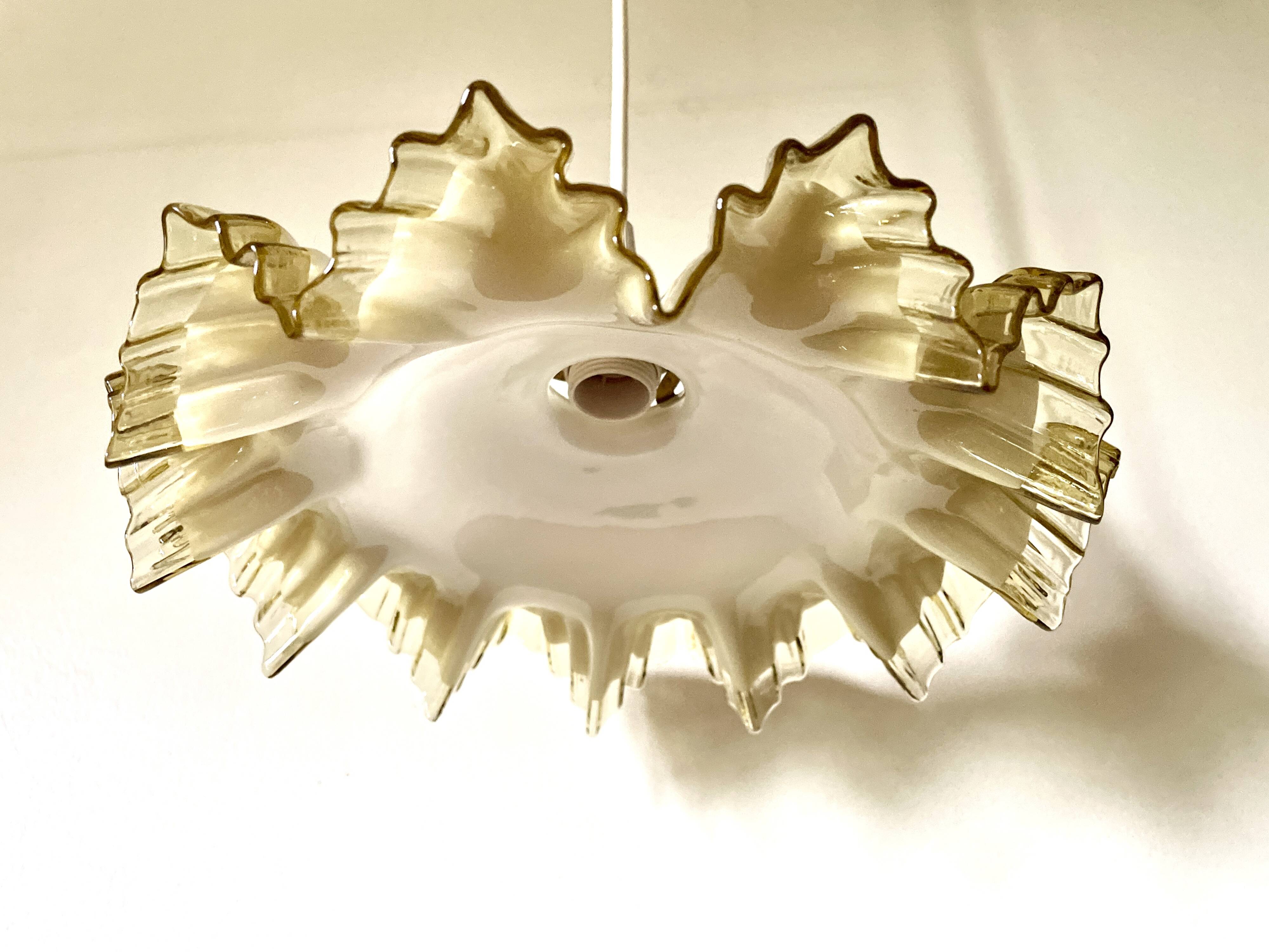 White beige glass draped suspension
