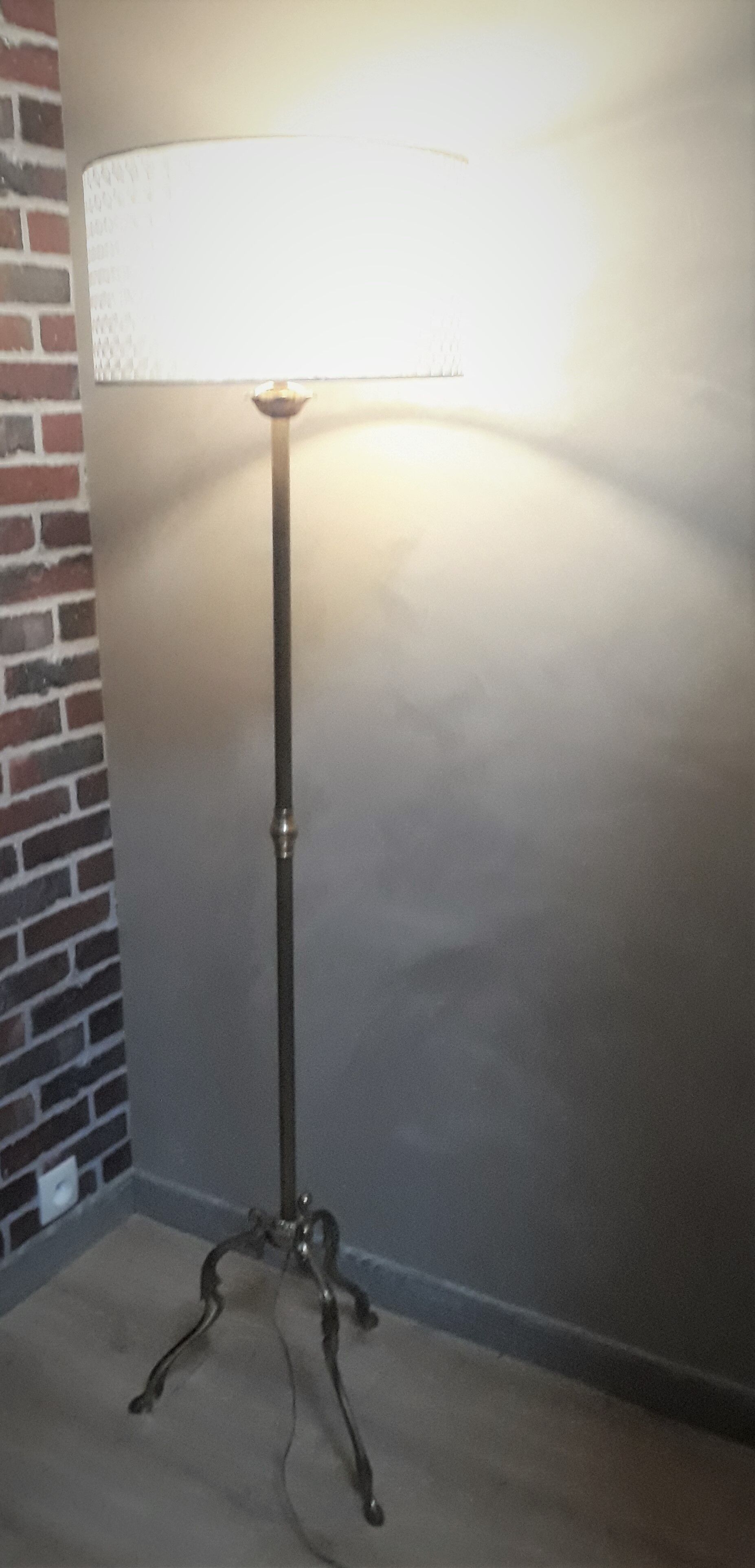 floor lamp bronze1960 a70 foot bronze label paris state very correct abatjour 38x20cm sending possible