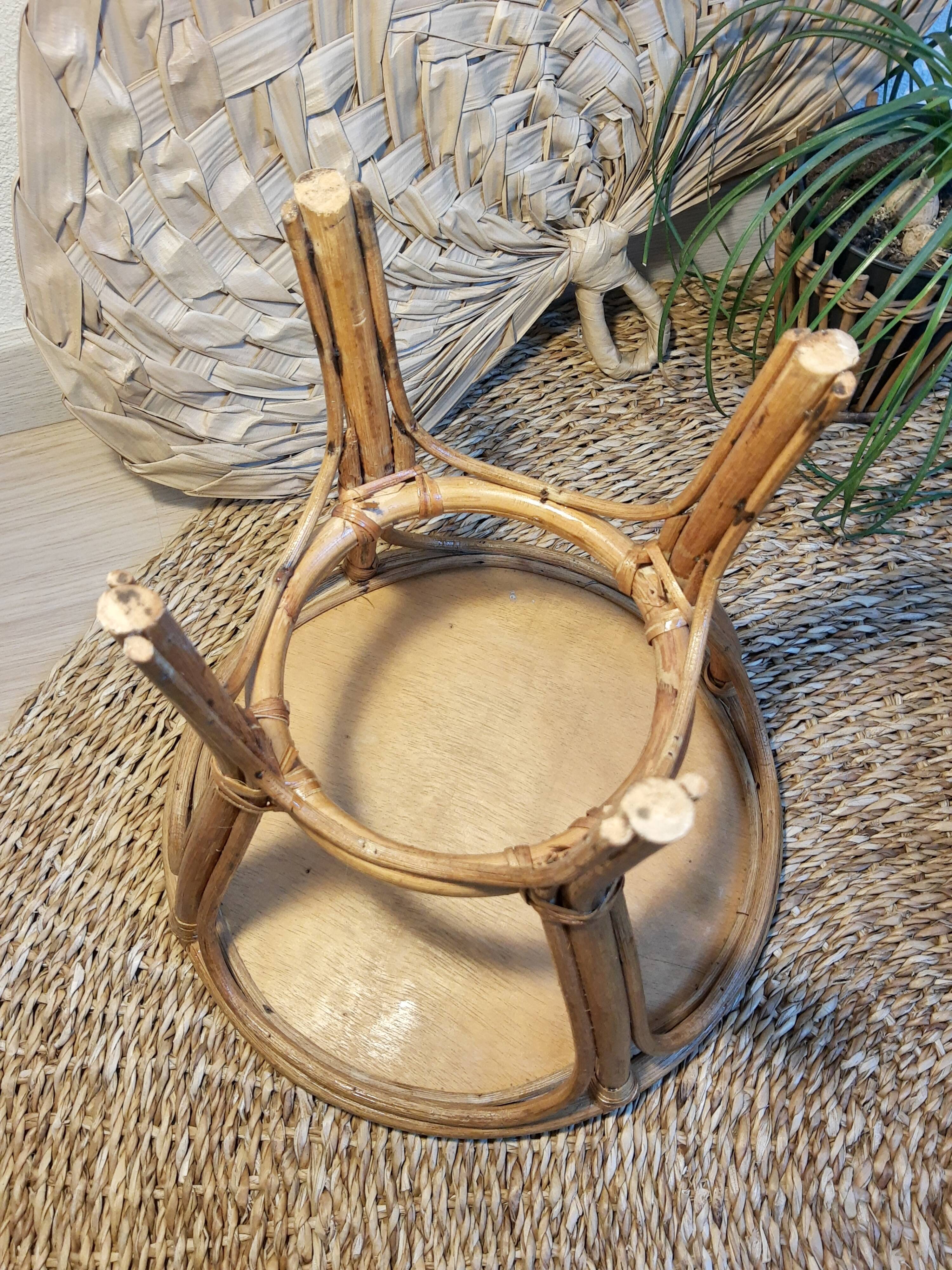 Plant holder in rattan and vintage bamboo