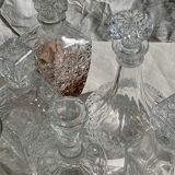 Small cylindrical glass whiskey decanter H:23