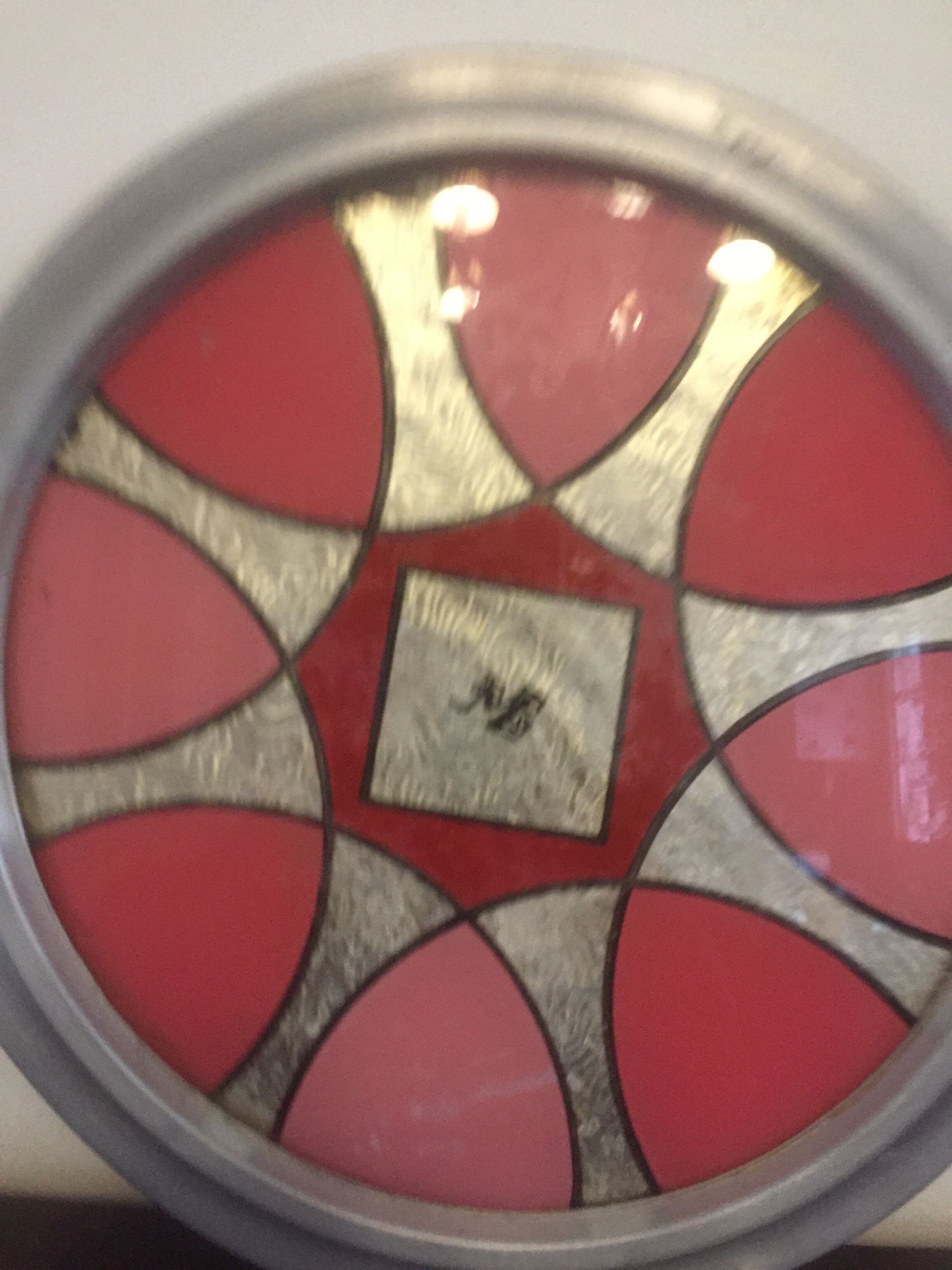 Plateau aluminium bois verre art déco vintage