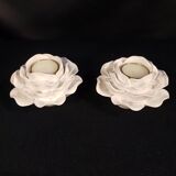 Duo de bougeoirs en céramique blanche