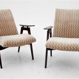 Two beige vintage armchairs, Jaroslav Šmídek for Jitona, Czechoslovakia, 1960s
