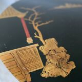 Side table, pedestal living room table, end table, round tray vintage Chinese decor