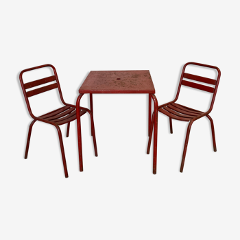 Red Tolix bistro set