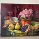 Oil on canvas Azalea grapes and pears signed Paumier