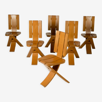 Ensemble de 6 chaises en orme massif