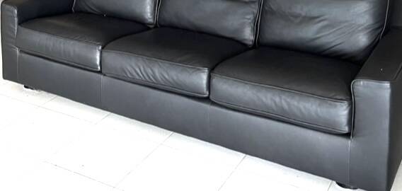 High-end black leather sofa Ligne Roset