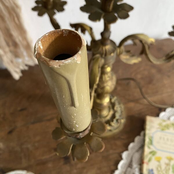 Lampe chandelier 4 feux en bronze doré