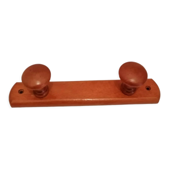 Wooden wall coat rack 2 pateres