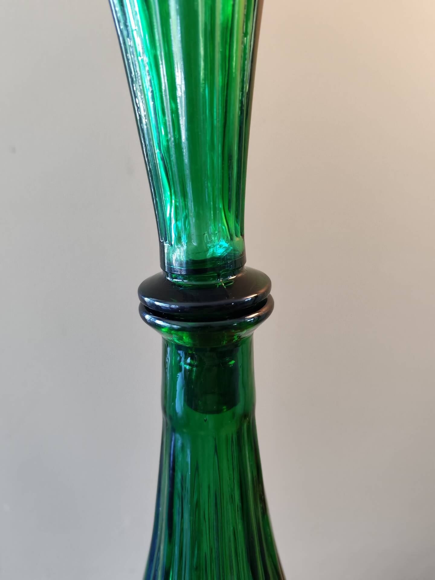 Large vintage Empoli carafe from Italy in green glass.