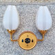 Pair of double wall lamps, tulips, Arlus edition, Paris, circa 50s