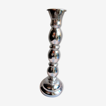 Large Bougeoir, 30 cm, stilted glass, mercurized silver, Napoleon III