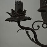 Pair of grey patinated iron wall lamps