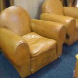 Pair of cubs Deco leather armchairs