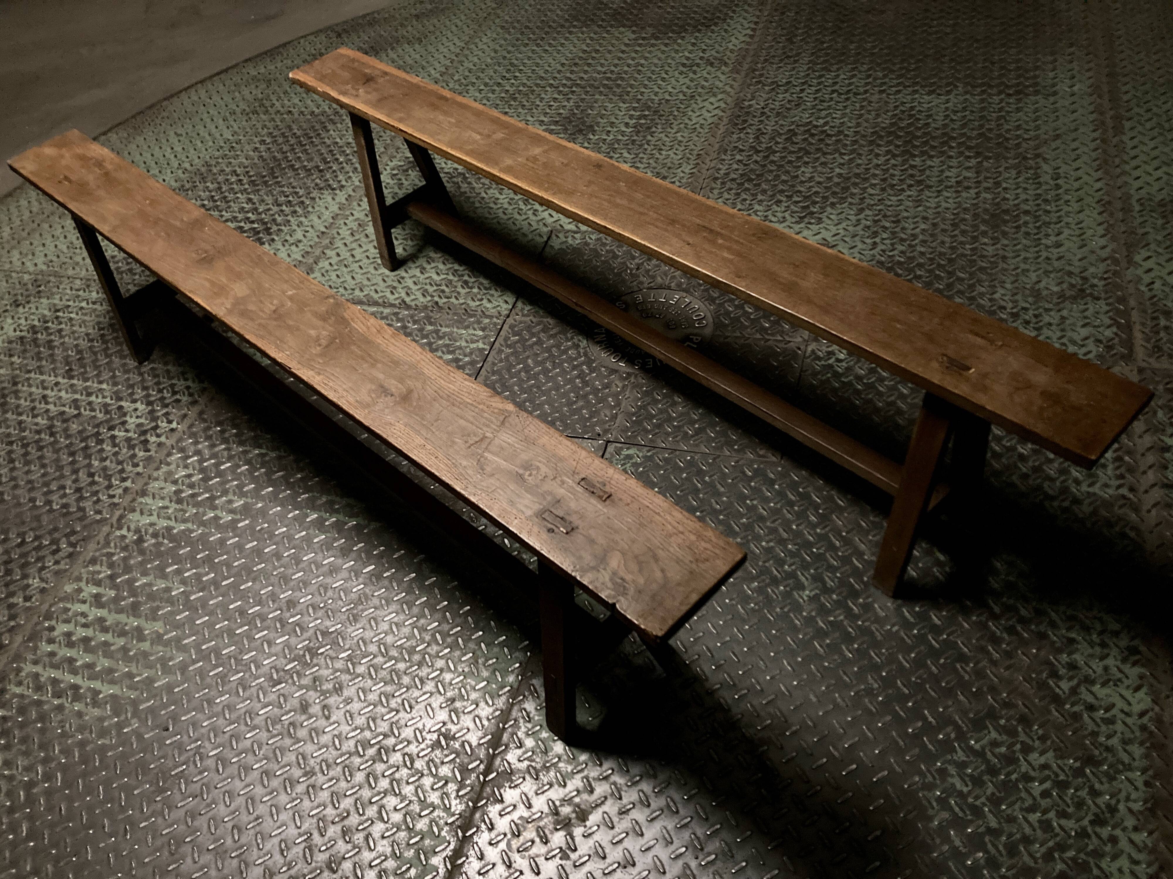 Paire de bancs de monastère Longueur 2m