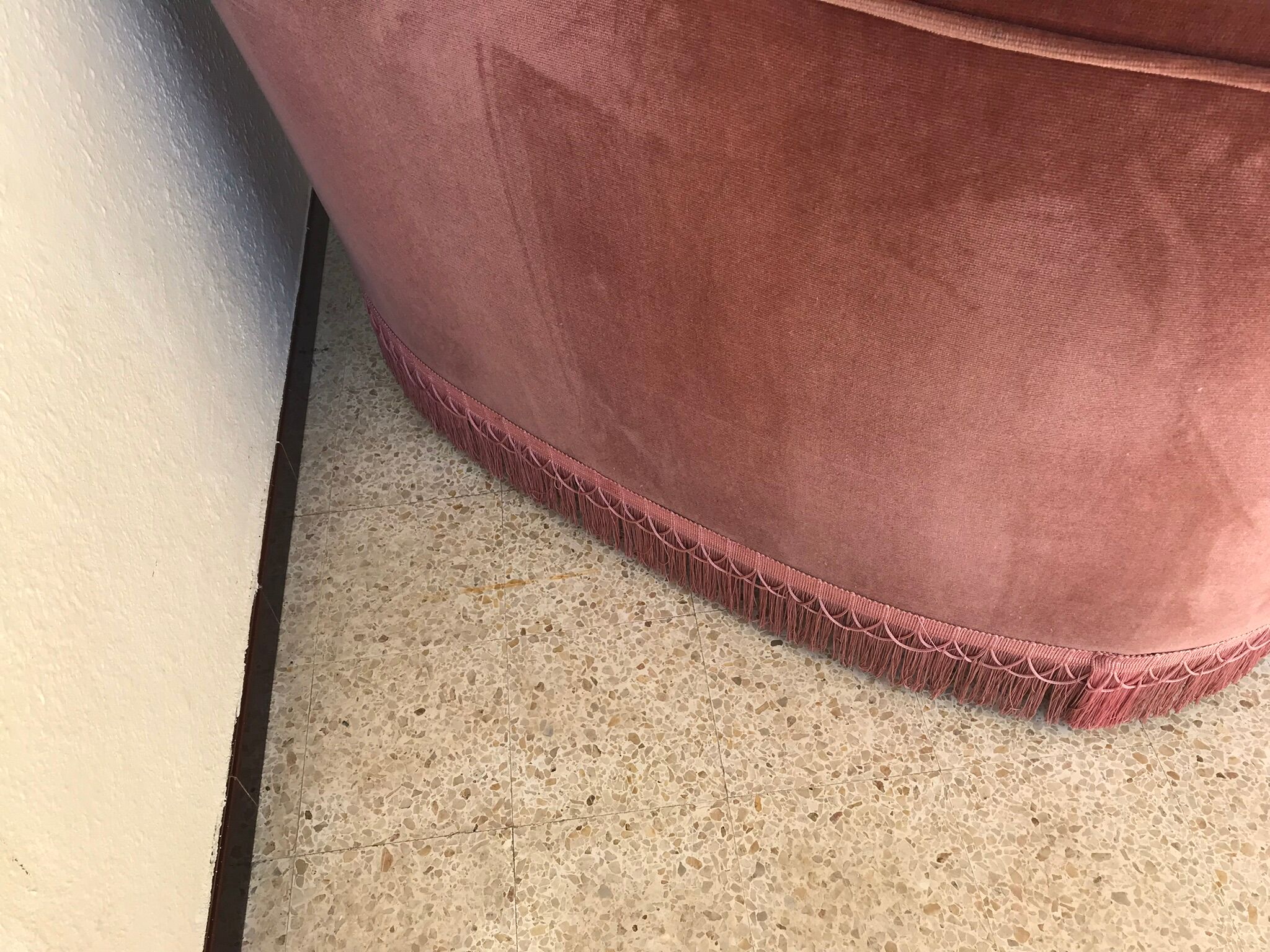 Pink vintage velvet sofa