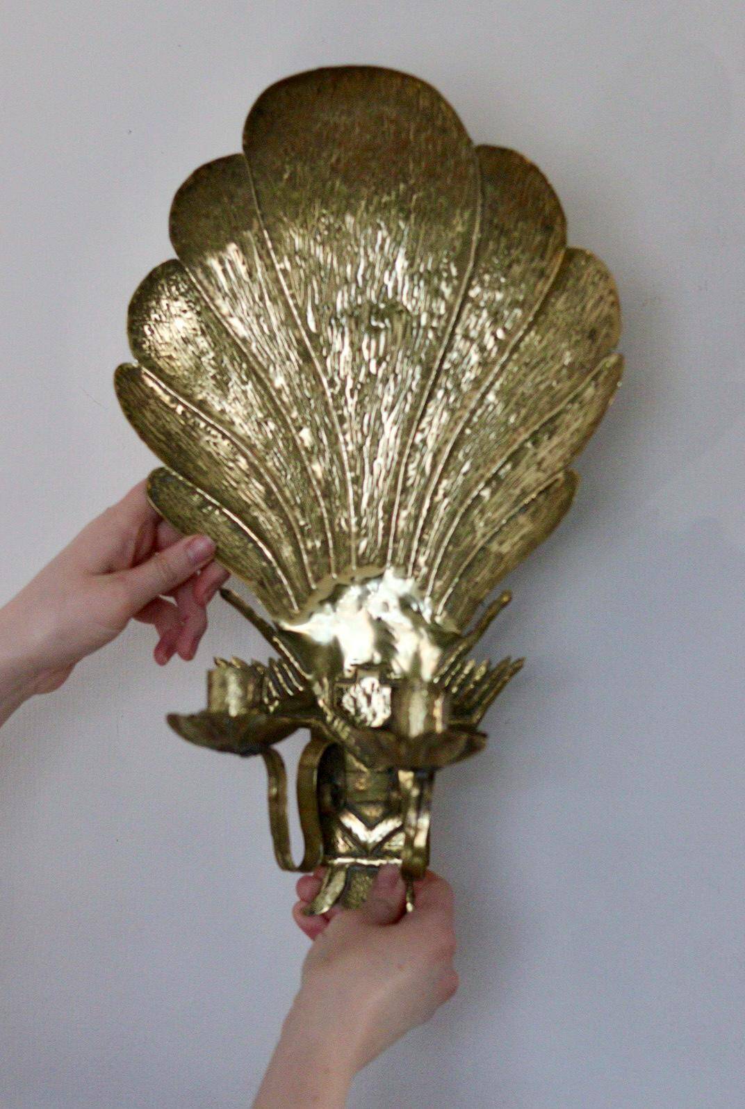 Swedish brass wall sconce from the mid-century for two candles.
