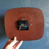 Vintage formica clock rectangular silent wall clock "Odo red"