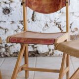 4 vintage canteen chairs in beech, 1980.