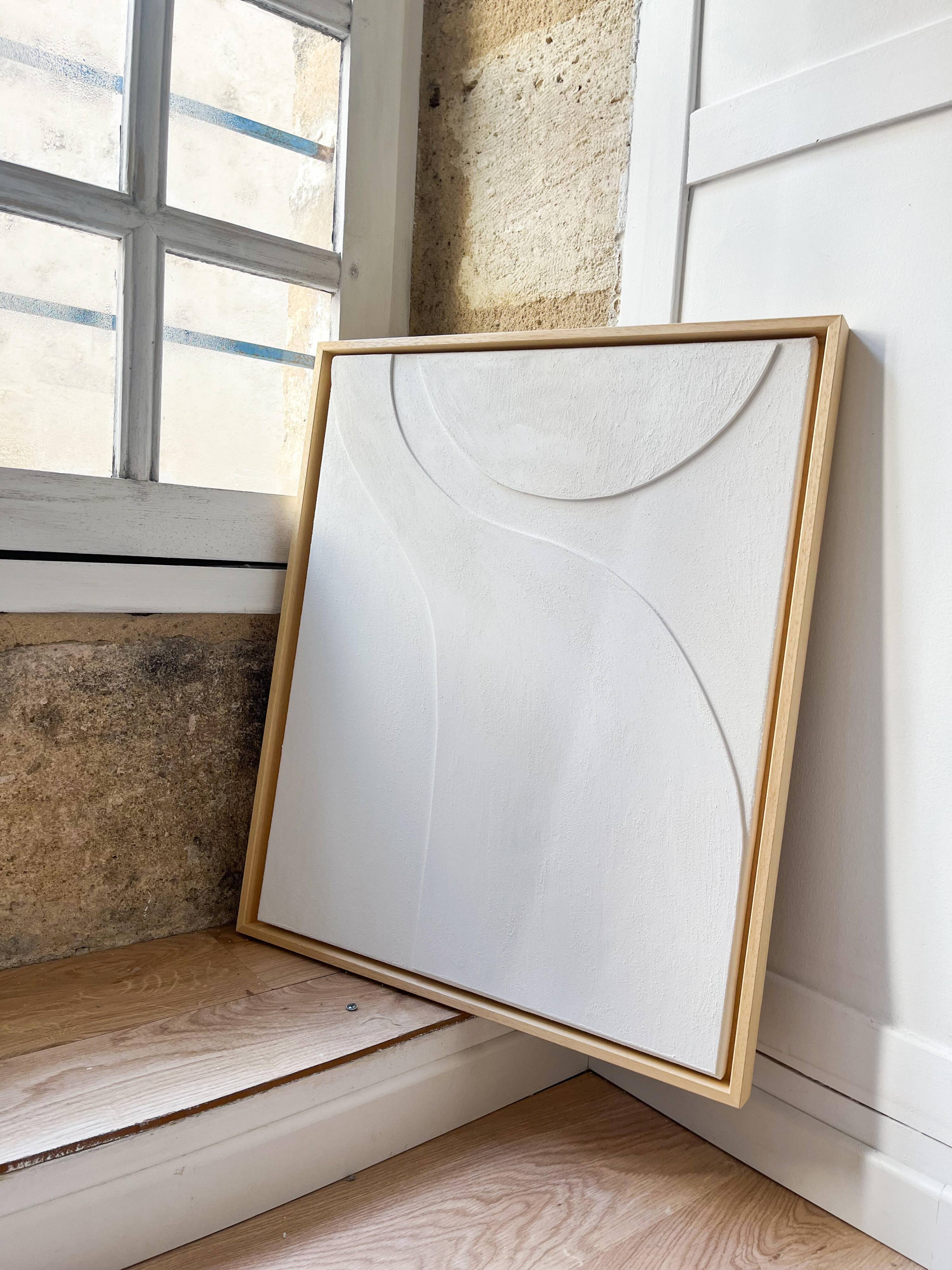 Tableau relief minimaliste blanc
