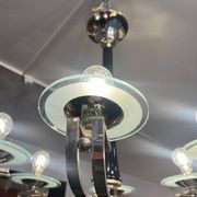 Chandelier Art Déco en laque noire et verre, 1930