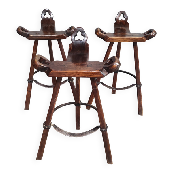 Tabouret de bar brutaliste vintage « Marbella »   Confonorm Espagne, années 1960