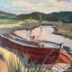 Barge on the river bank