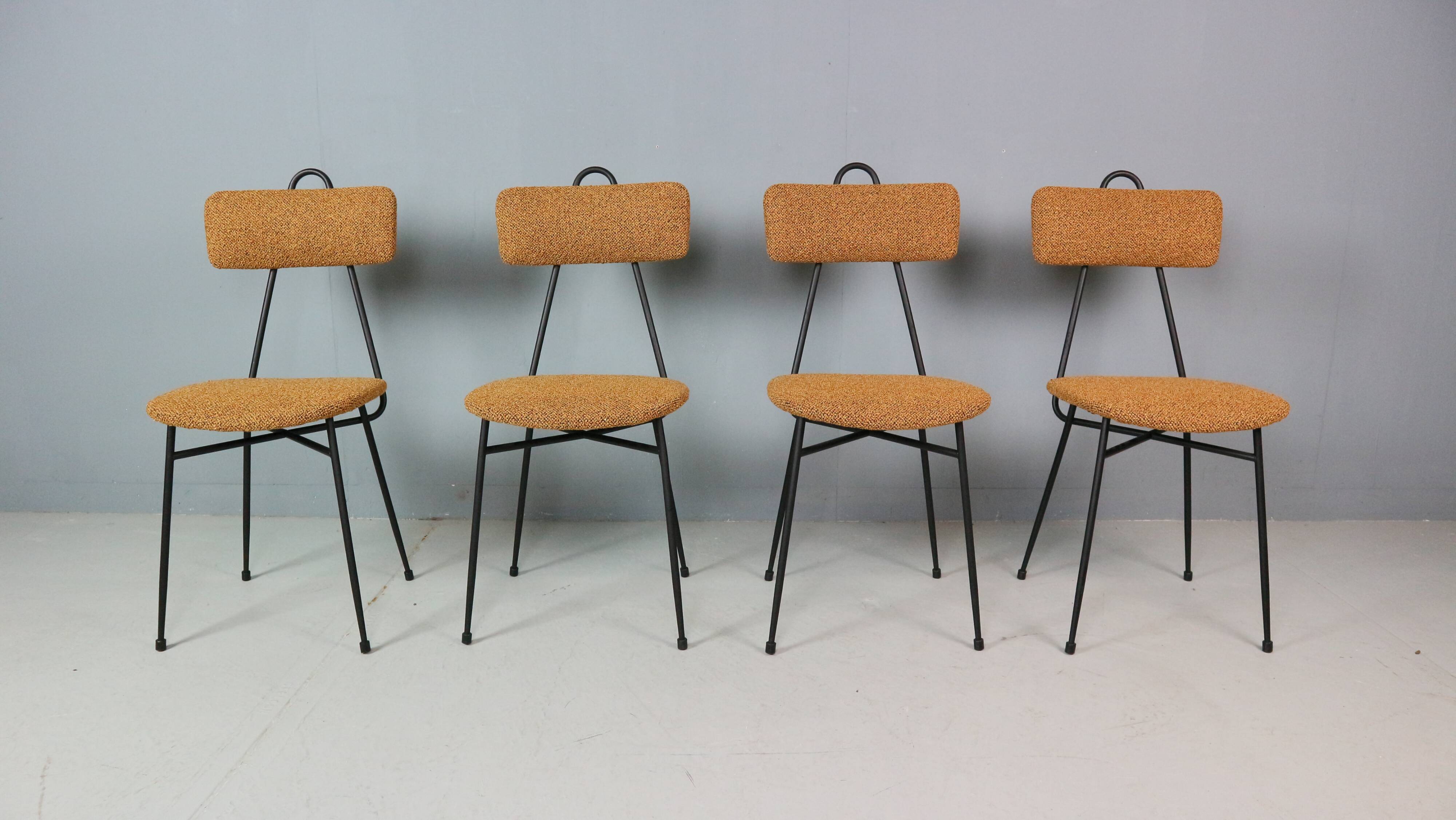 Set of 4 Italian dining chairs newly upholstered 1950s