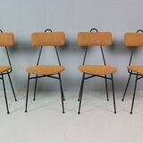 Set of 4 Italian dining chairs newly upholstered 1950s