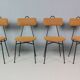 Set of 4 Italian dining chairs newly upholstered 1950s