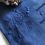 Old sheet in pure thread washed linen tinted in blue