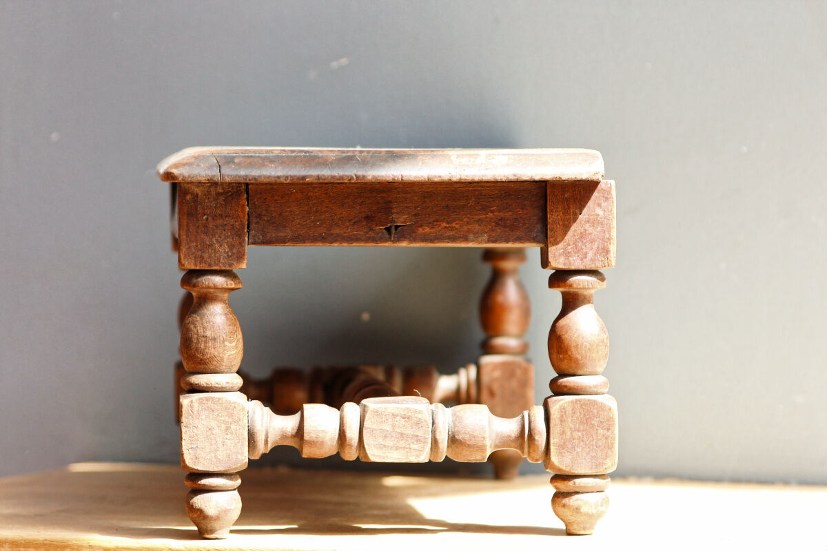 Carved oak footrest