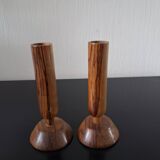 Pair of olive wood candlesticks Maison Ma Yafith