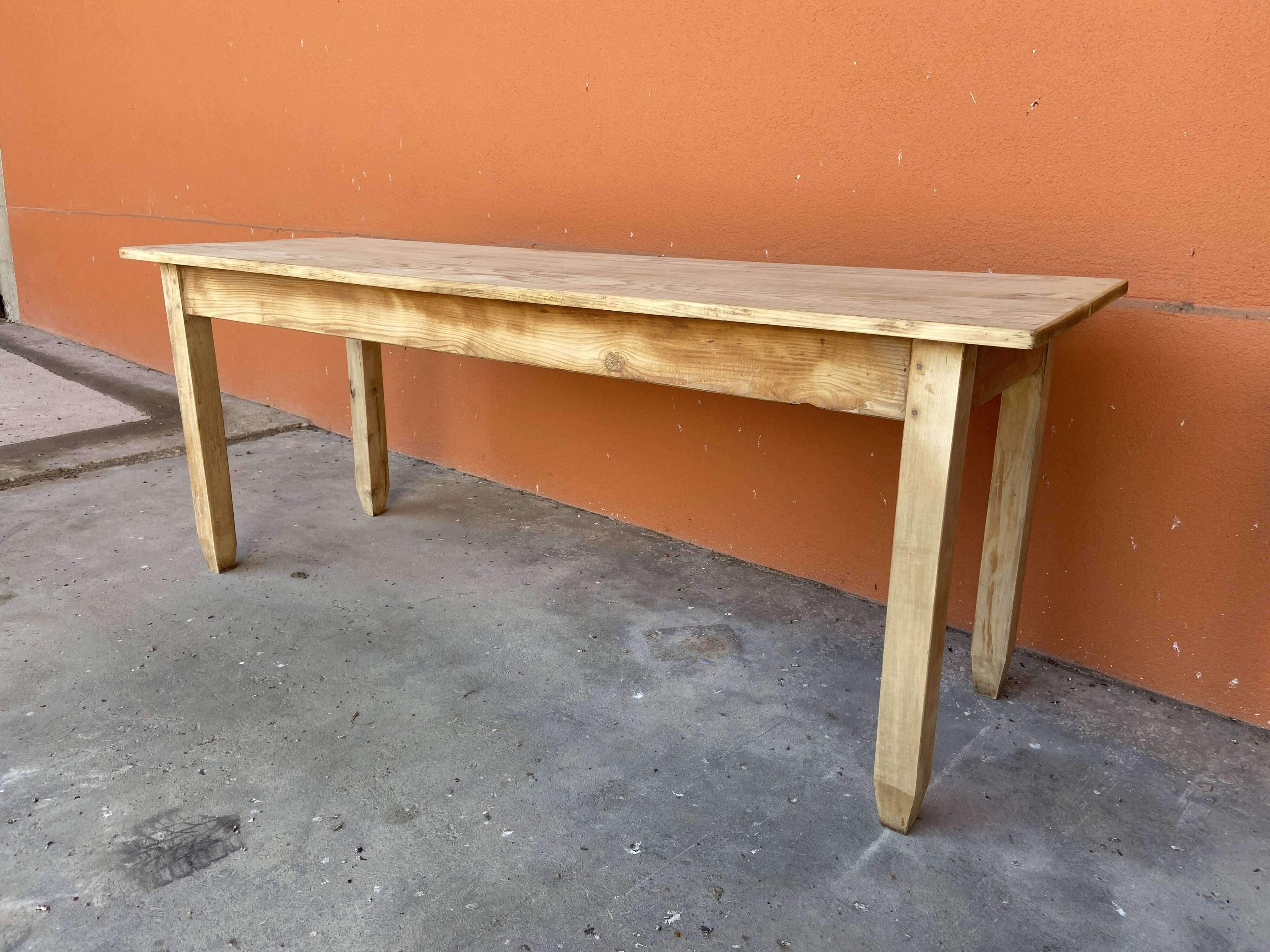 Large alsatian bistro coffee table in raw natural fir french bistro table 1930