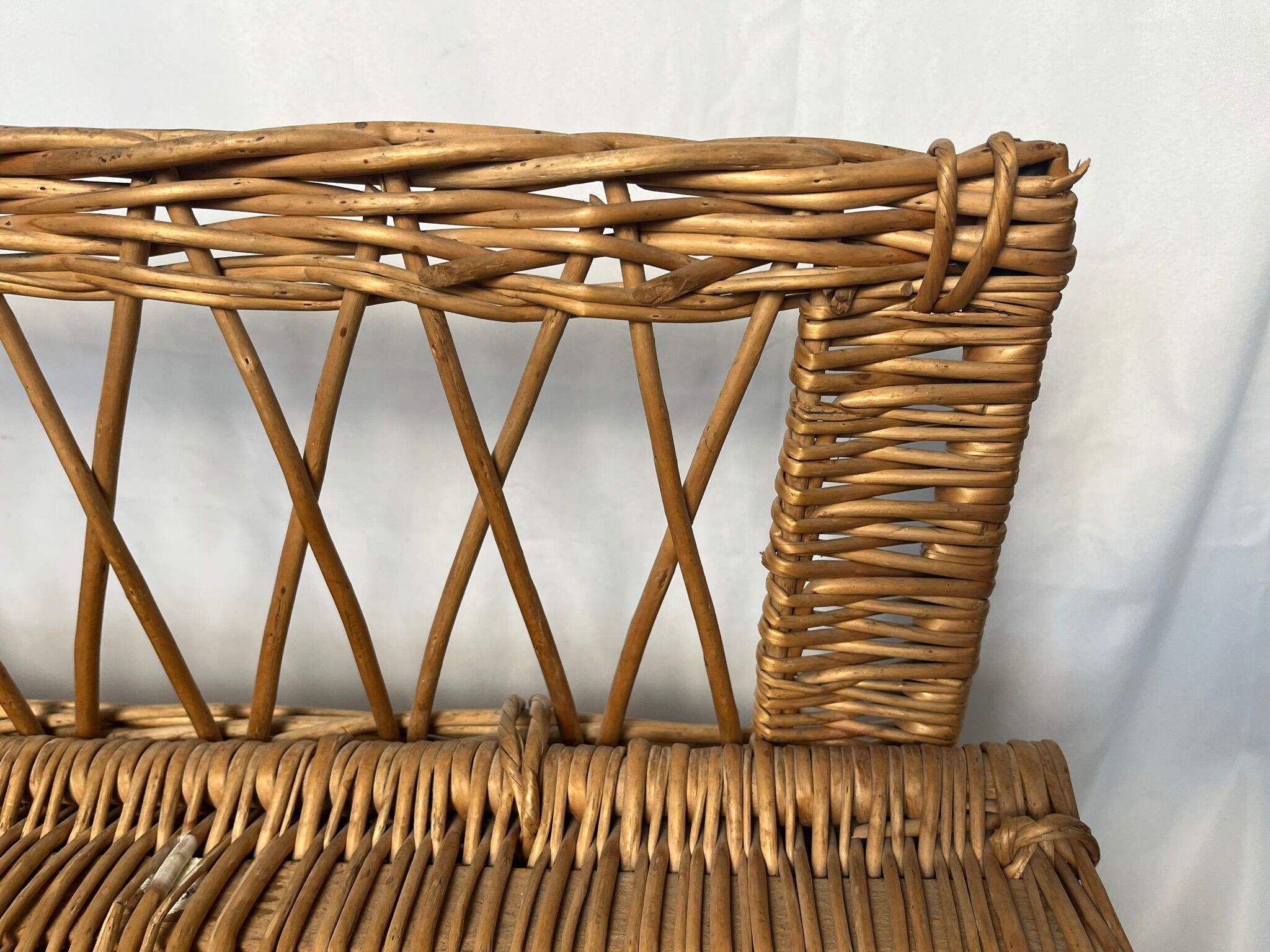 Vintage rattan chest bench child circa 1960