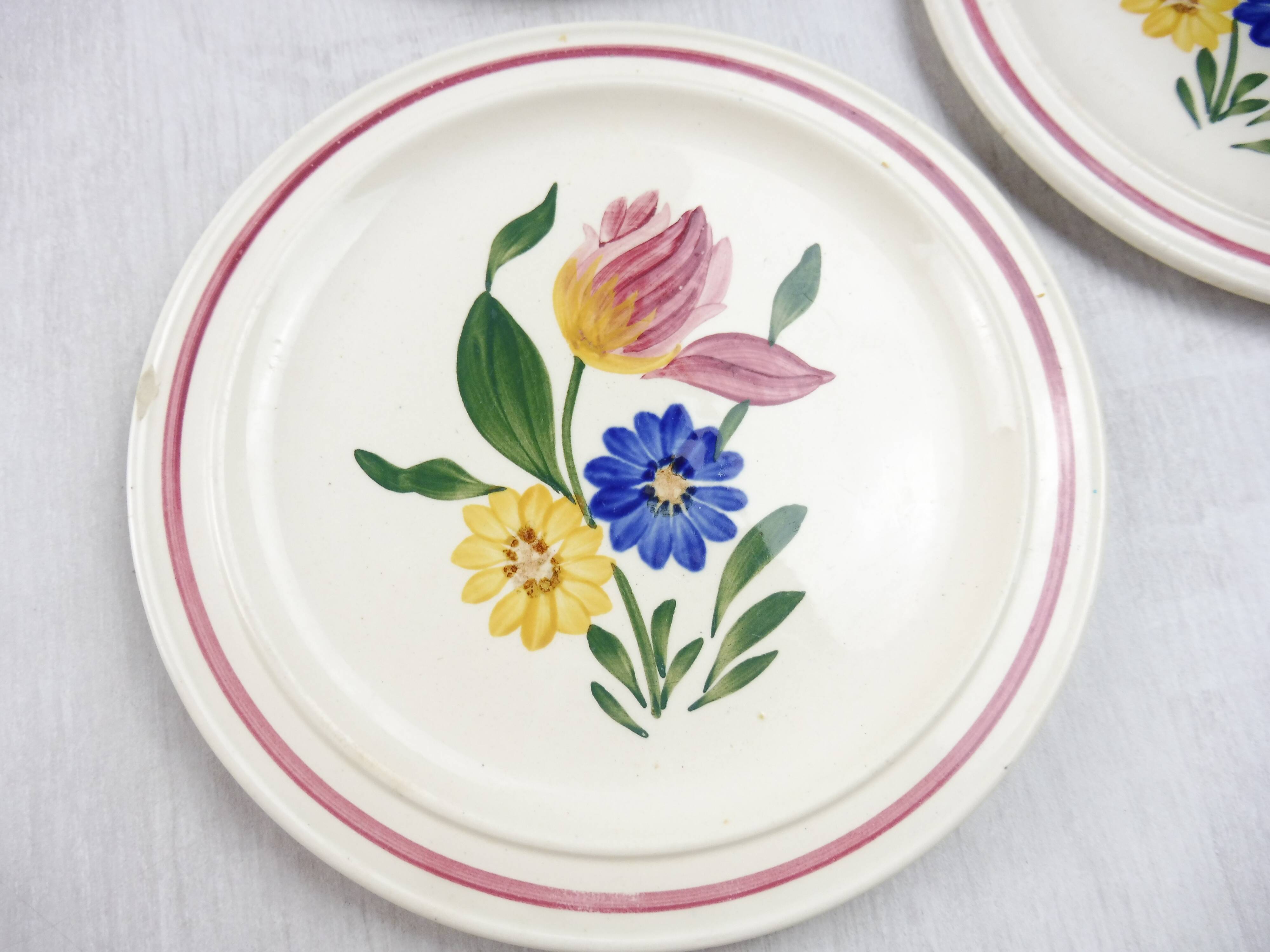 Lot of 3 cake plates, Selestat, Schlettstadt décor, from Sarreguemines