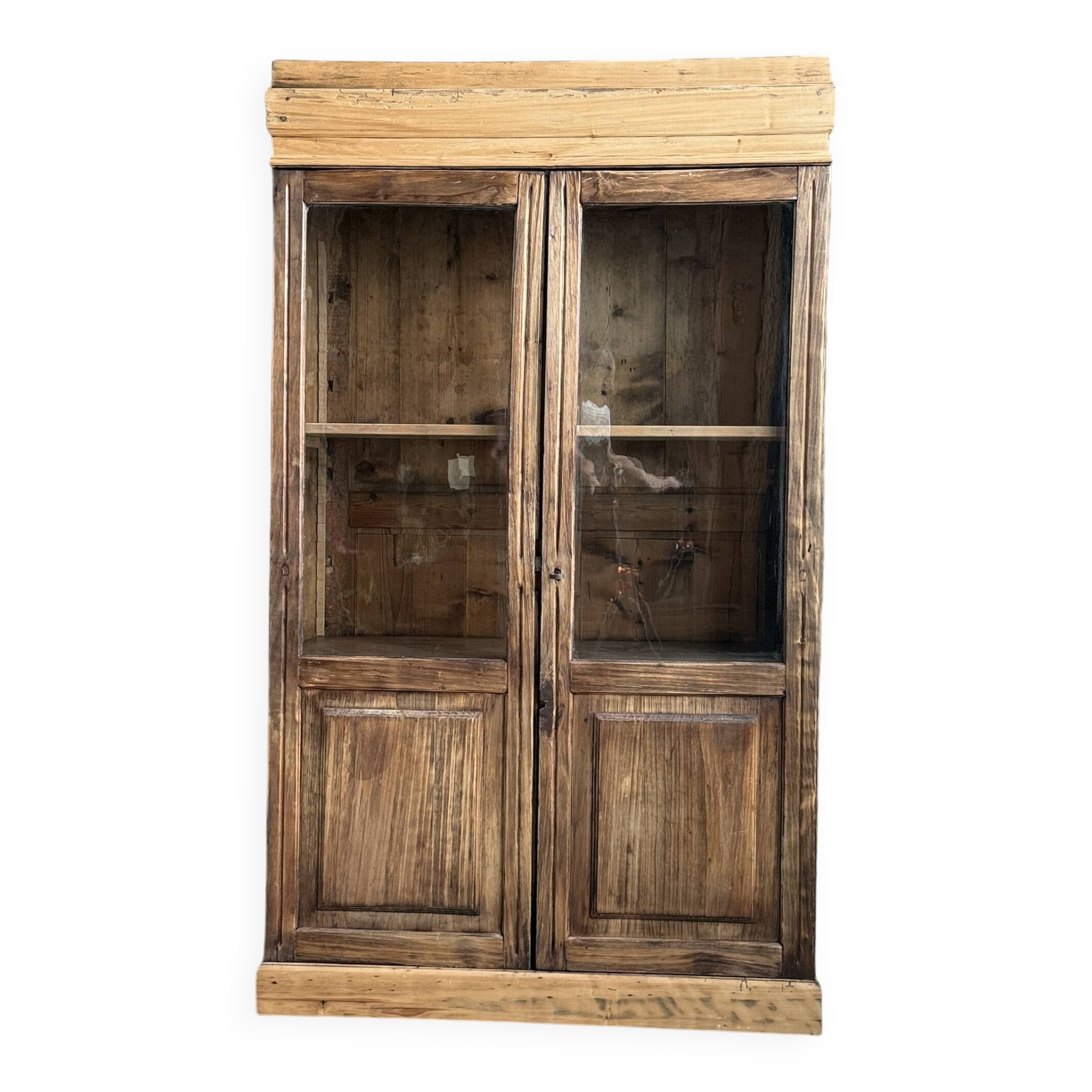 Petite vitrine ancienne en pin (restaurée)