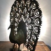 Lampe paon dorée