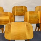 Set of six chairs design year 60,70 traditional slatted wood